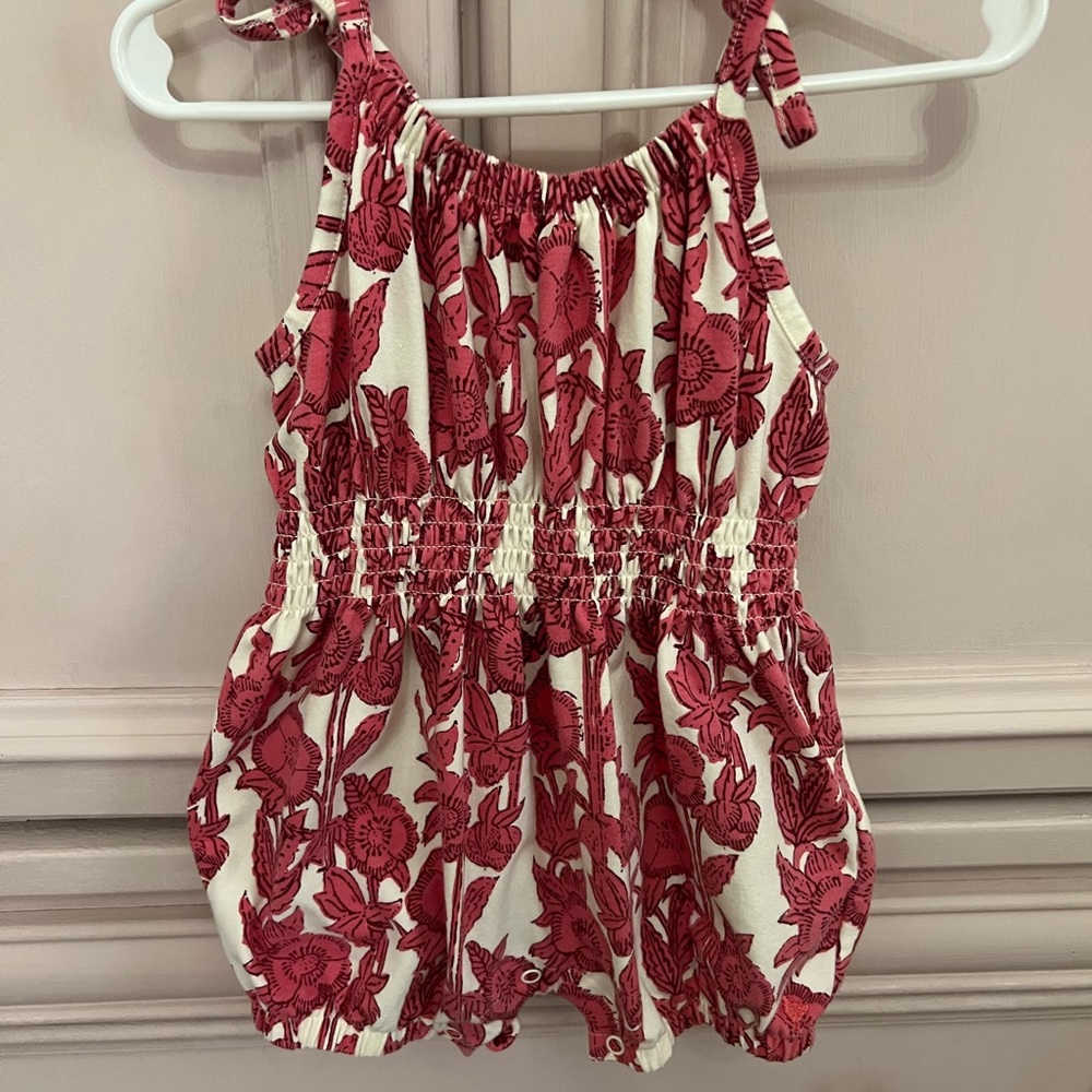 Pink Chicken Baby Girls Organic Luna Romper - Pink Stem Floral 18-24M